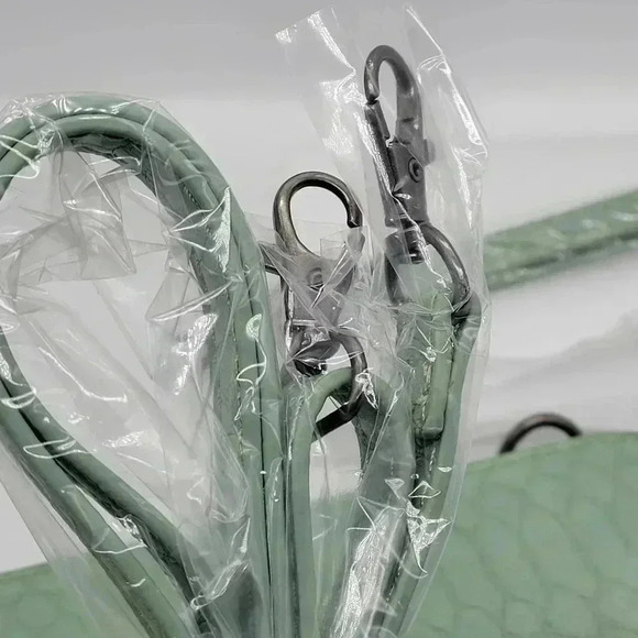 JOY Susan Crossbody Clutch Phyton Print Bag Seafoam Green Zip Pockets Rectangula - Picture 7 of 13